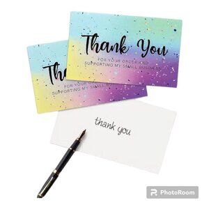 50-Count Blank Back Colorful Thank You Cards